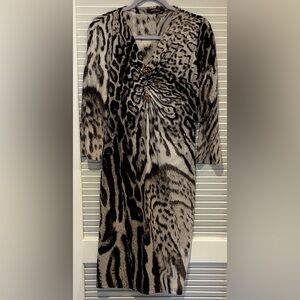 Roberto Cavalli Black and Cream Animal Print Dress